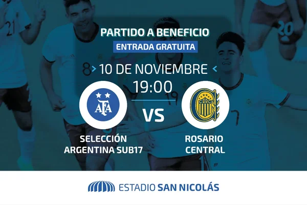 La Selección Argentina Sub17 jugará el próximo miércoles 10 de noviembre ante su similar de Rosario Central. El partido será a beneficio del Hogar El Amanecer, la entrada será libre y gratuita
