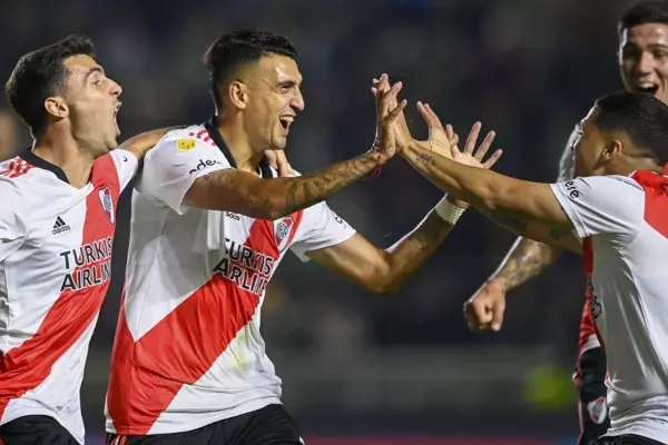 Matías Suárez festeja el gol de la victoria