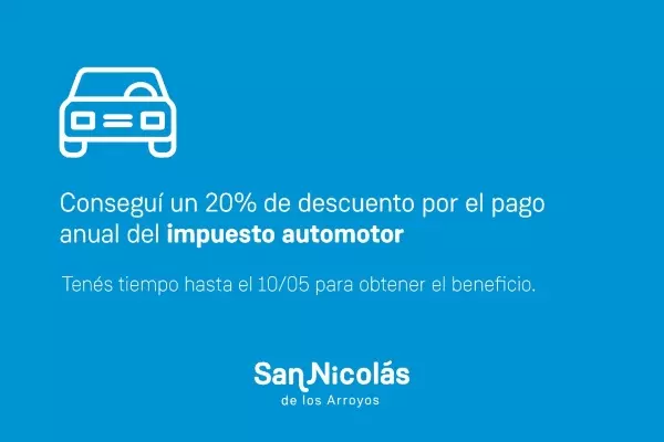 La Municipalidad informa que hasta el 10 de mayo está vigente el beneficio del 20% de descuento para quienes quieran realizar el pago a...