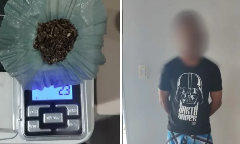 Aprehendido en la entrada del balneario de la emilia con más de 2 gramos de marihuana